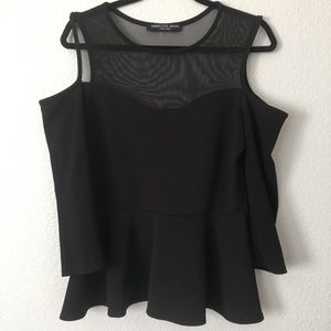 Absolute Angel NY Cold‎ Shoulder Black Peplum Top